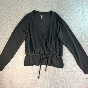 Billabong Women's Dark Gray Wrap Style Sweatshirt Drawstring Waist Size S Ballet